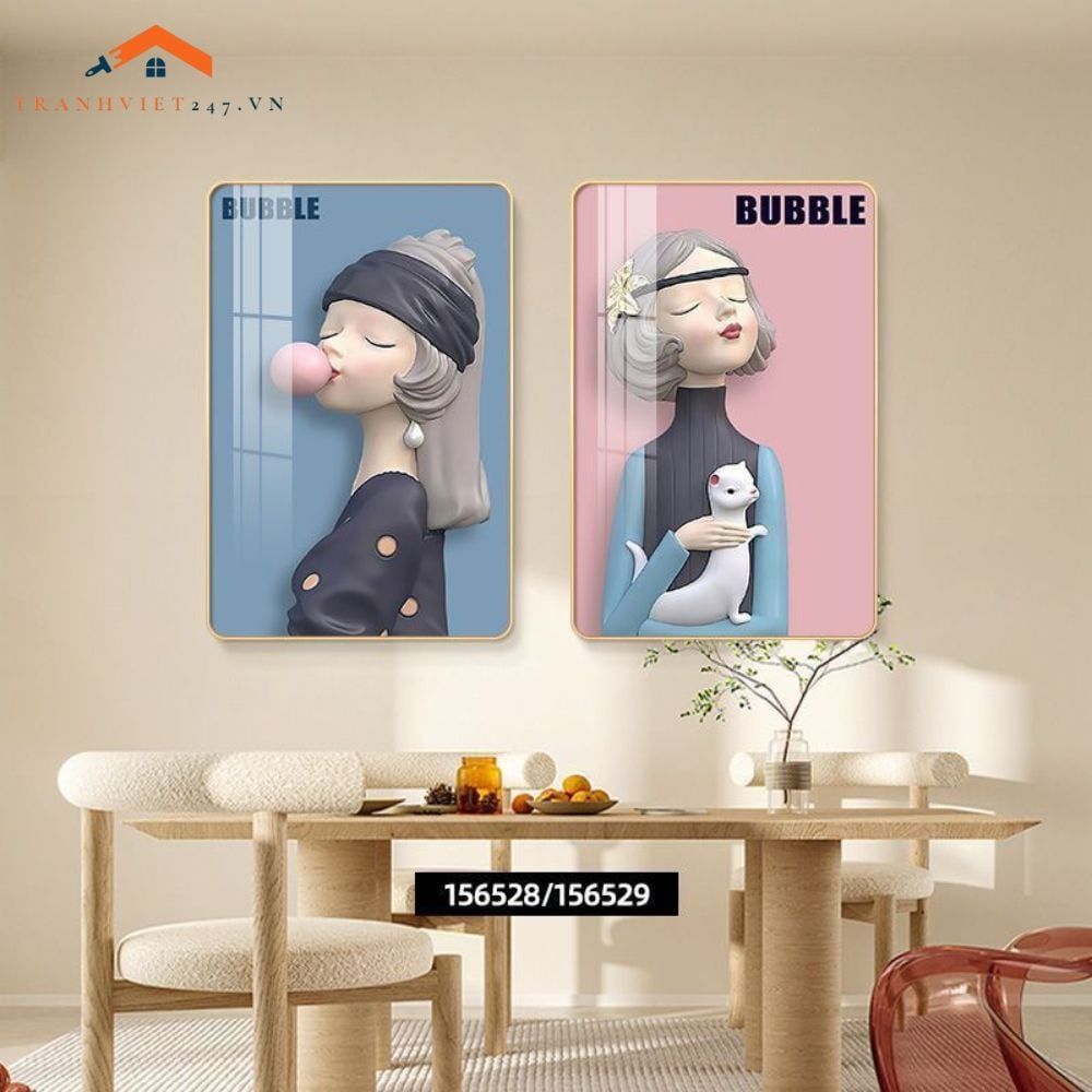 Tranh Trang Trí Nội Thất Hiện Đại Hoa Tulip và Rượu Vang - Bộ 2 Bức