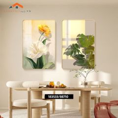 Tranh Trang Trí Nội Thất Hiện Đại Hoa Tulip và Rượu Vang - Bộ 2 Bức