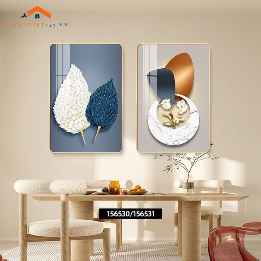 Tranh Trang Trí Nội Thất Hiện Đại Hoa Tulip và Rượu Vang - Bộ 2 Bức