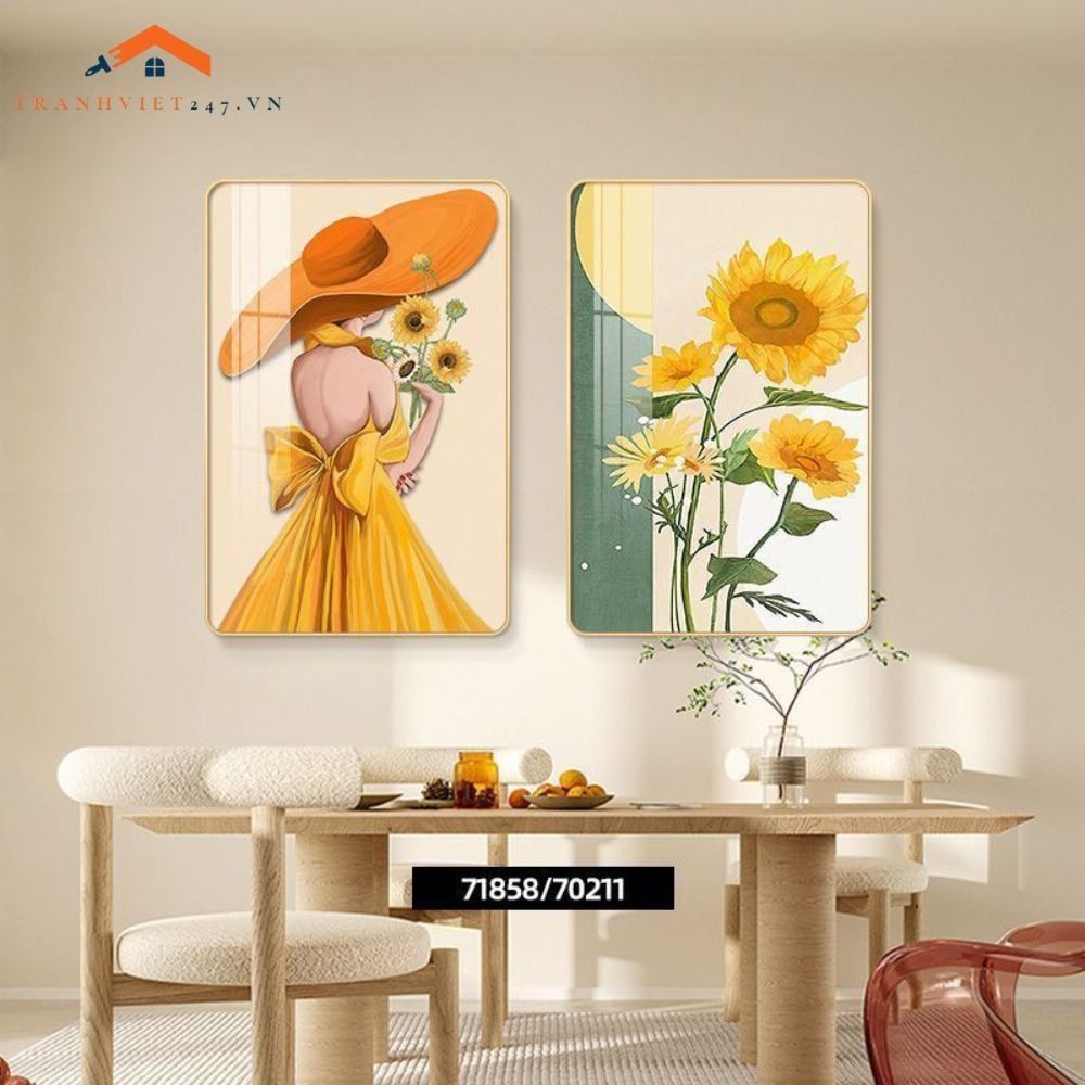 Tranh Trang Trí Nội Thất Hiện Đại Hoa Tulip và Rượu Vang - Bộ 2 Bức