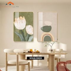 Tranh Trang Trí Nội Thất Hiện Đại Hoa Tulip và Rượu Vang - Bộ 2 Bức