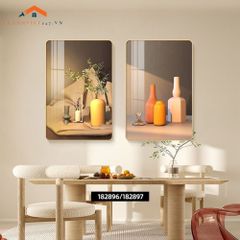 Tranh Trang Trí Nội Thất Hiện Đại Hoa Tulip và Rượu Vang - Bộ 2 Bức