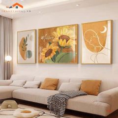 Tranh Treo Tường Phong Cảnh Biển Và Khinh Khí Cầu - Bộ 3 Tấm Phong Cách Lãng Mạn Hiện Đại