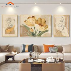 Tranh Treo Tường Phong Cảnh Biển Và Khinh Khí Cầu - Bộ 3 Tấm Phong Cách Lãng Mạn Hiện Đại