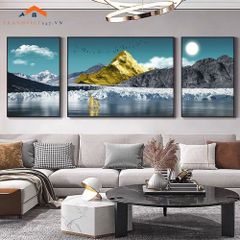 Bộ 3 Tranh Treo Tường Phòng Khách Hiện Đại Phong Cảnh Núi Băng - Trang Trí Nội Thất Sang Trọng