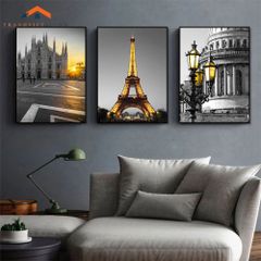 Bộ 3 Tranh Treo Tường Phòng Khách Hiện Đại Trừu Tượng Xanh Vàng - Điểm Nhấn Nội Thất Sang Trọng