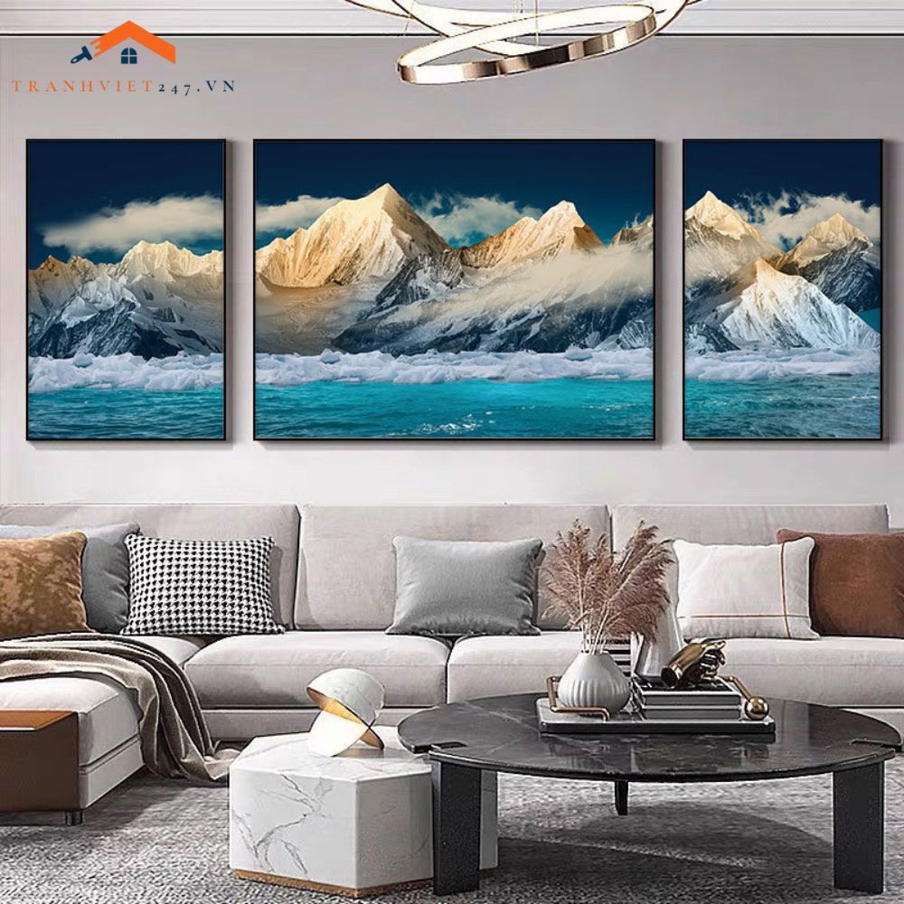 Bộ 3 Tranh Treo Tường Phòng Khách Hiện Đại Phong Cảnh Núi Băng - Trang Trí Nội Thất Sang Trọng