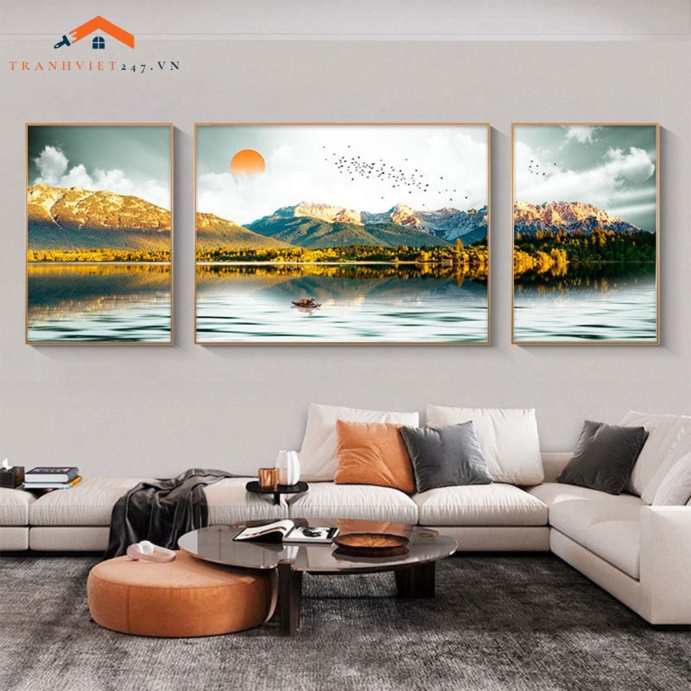 Bộ 3 Tranh Treo Tường Phòng Khách Hiện Đại Phong Cảnh Núi Băng - Trang Trí Nội Thất Sang Trọng