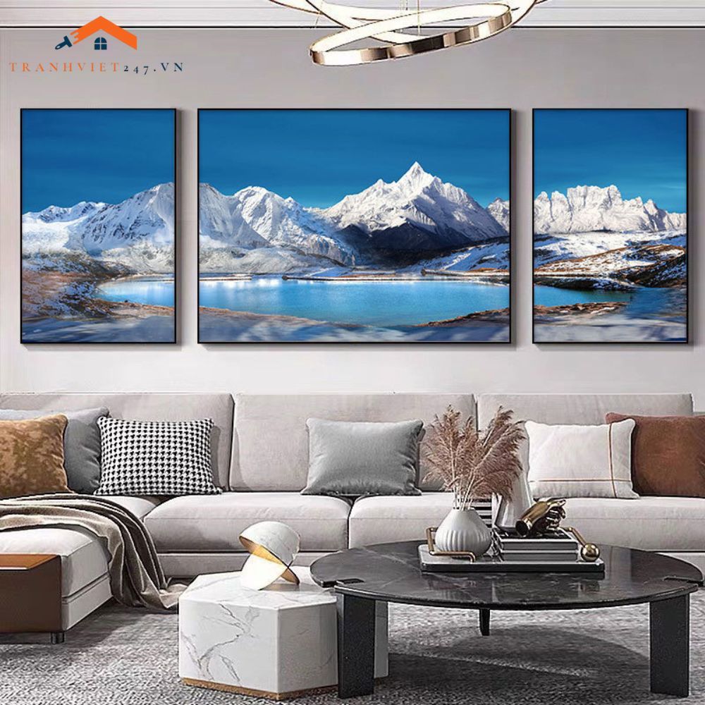 Bộ 3 Tranh Treo Tường Phòng Khách Hiện Đại Phong Cảnh Núi Băng - Trang Trí Nội Thất Sang Trọng