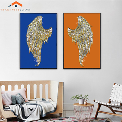 Tranh Treo Tường Hình Cánh Bướm Vàng Sang Trọng - Bộ 2 Tấm Phong Cách Hiện Đại