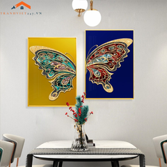 Tranh Treo Tường Hình Cánh Bướm Vàng Sang Trọng - Bộ 2 Tấm Phong Cách Hiện Đại