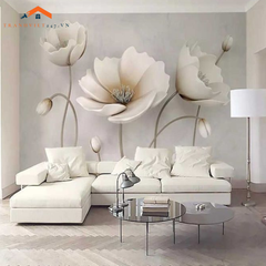 Tranh Dán Tường 3D Trang Trí Phòng Khách Hoa Cánh BướmTối Giản