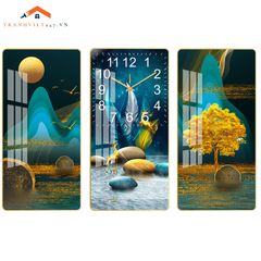 Bộ Tranh Đồng Hồ Treo Tường 3D  Hươu Phú Quý Ngắm Trăng - Thu Hút Tài Lộc May Mắn