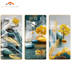 Bộ Tranh Đồng Hồ Treo Tường 3D  Hươu Phú Quý Ngắm Trăng - Thu Hút Tài Lộc May Mắn