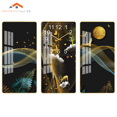 Bộ Tranh Đồng Hồ Treo Tường 3D  Hươu Phú Quý Ngắm Trăng - Thu Hút Tài Lộc May Mắn