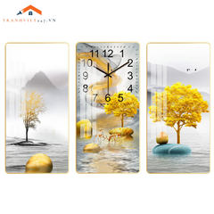 Bộ Tranh Đồng Hồ Treo Tường 3D  Hươu Phú Quý Ngắm Trăng - Thu Hút Tài Lộc May Mắn