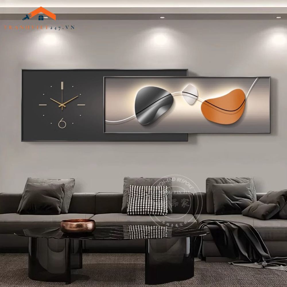 Bộ Tranh Đồng Hồ Treo Tường Nghệ Thuật Trừu Tượng - Decor Nhà Trang Trí Phòng Khách