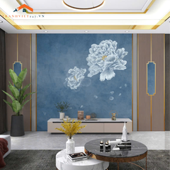 Tranh Dán Tường 3D Nghệ Thuật Hoa Trắng Đơn Sắc - Tranh Trang Trí Nhà Cửa