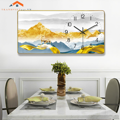 Tranh Đồng Hồ Treo Tường  Hươu Vàng Tài Lộc - Thu Hút May Mắn