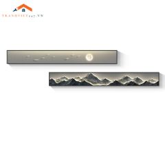 Tranh Treo Tường Bộ 2 Tấm Phong Cảnh Núi Mặt Trăng Chim Hươu Giả Led Trang Trí Phòng Khách