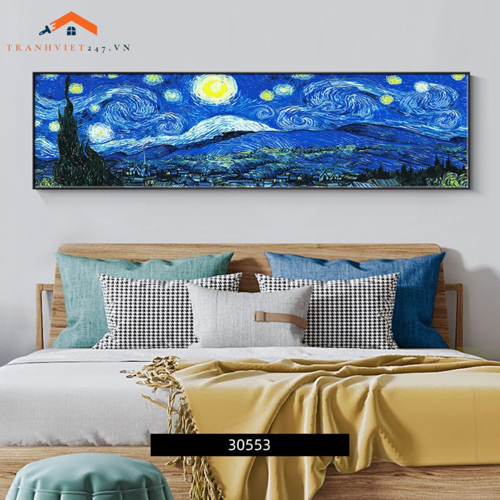 Tranh Treo Tường Phong Cảnh Biển Lâu Đài Cổ Khổ Dài, Phong Cách Ấn Tượng Trang Trí Phòng Ngủ