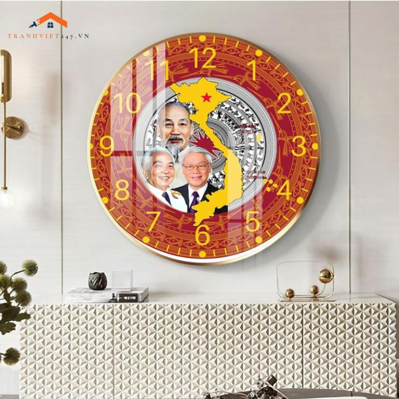 Tranh Đồng Hồ Tráng Gương kỷ niệm 50 năm giải phóng Miền Nam, tranh kèm đồng hồ kim trôi thích hợp làm quà tặng