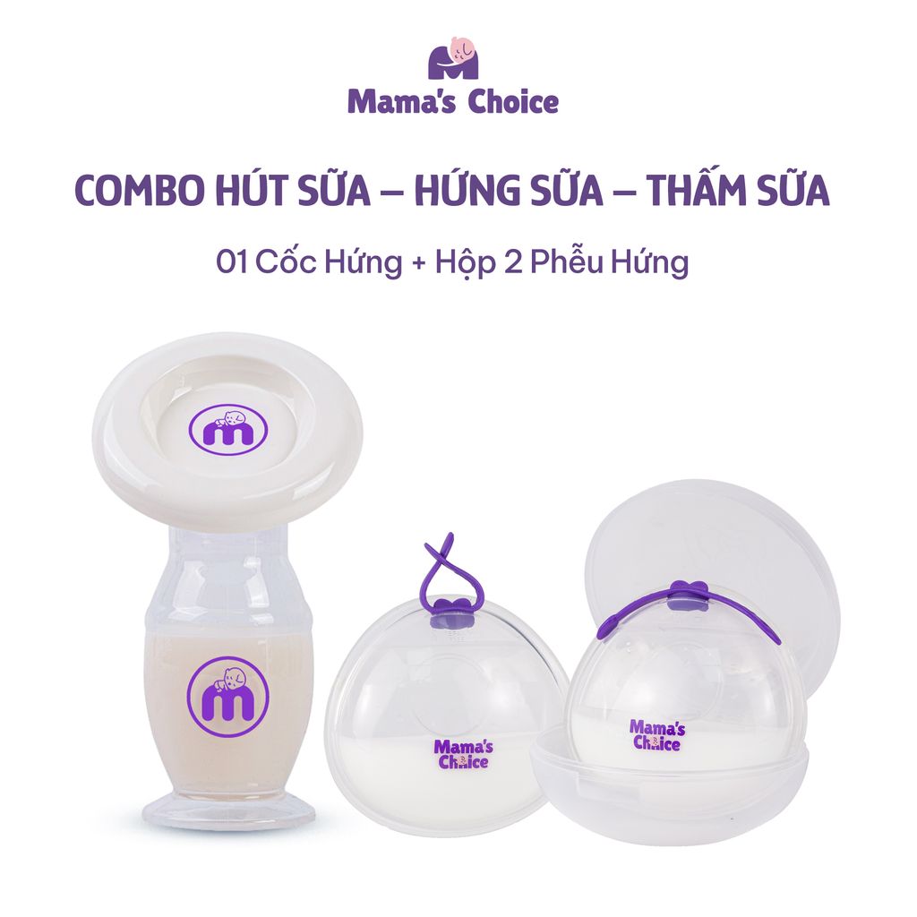 Combo Cốc Hứng Sữa, Phễu Hứng Sữa và Lót Thấm Sữa Mama's Choice, Tiện Lợi Tiết Kiệm Cho Mẹ Bầu và Sau Sinh
