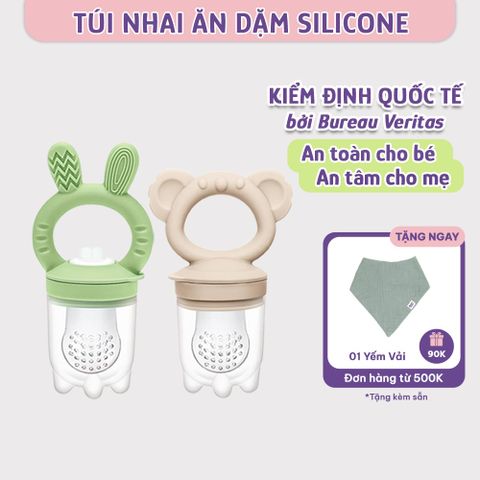 Túi Nhai Ăn Dặm Mama's Choice Cho Bé, Núm Nhai Hoa Quả Chống Hóc, Tặng Kèm 3 Size Núm Phù Hợp Bé Từ 4 Tháng Tuổi