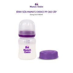 Bình Sữa Cổ Rộng Mama's Choice Núm Ti Lansinoh, Chất Liệu PP Dung Tích 180ml 240ml, Núm Ty Size S M L