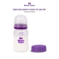 Bình Sữa Cổ Rộng Mama's Choice Núm Ti Lansinoh, Chất Liệu PP Dung Tích 180ml 240ml, Núm Ty Size S M L