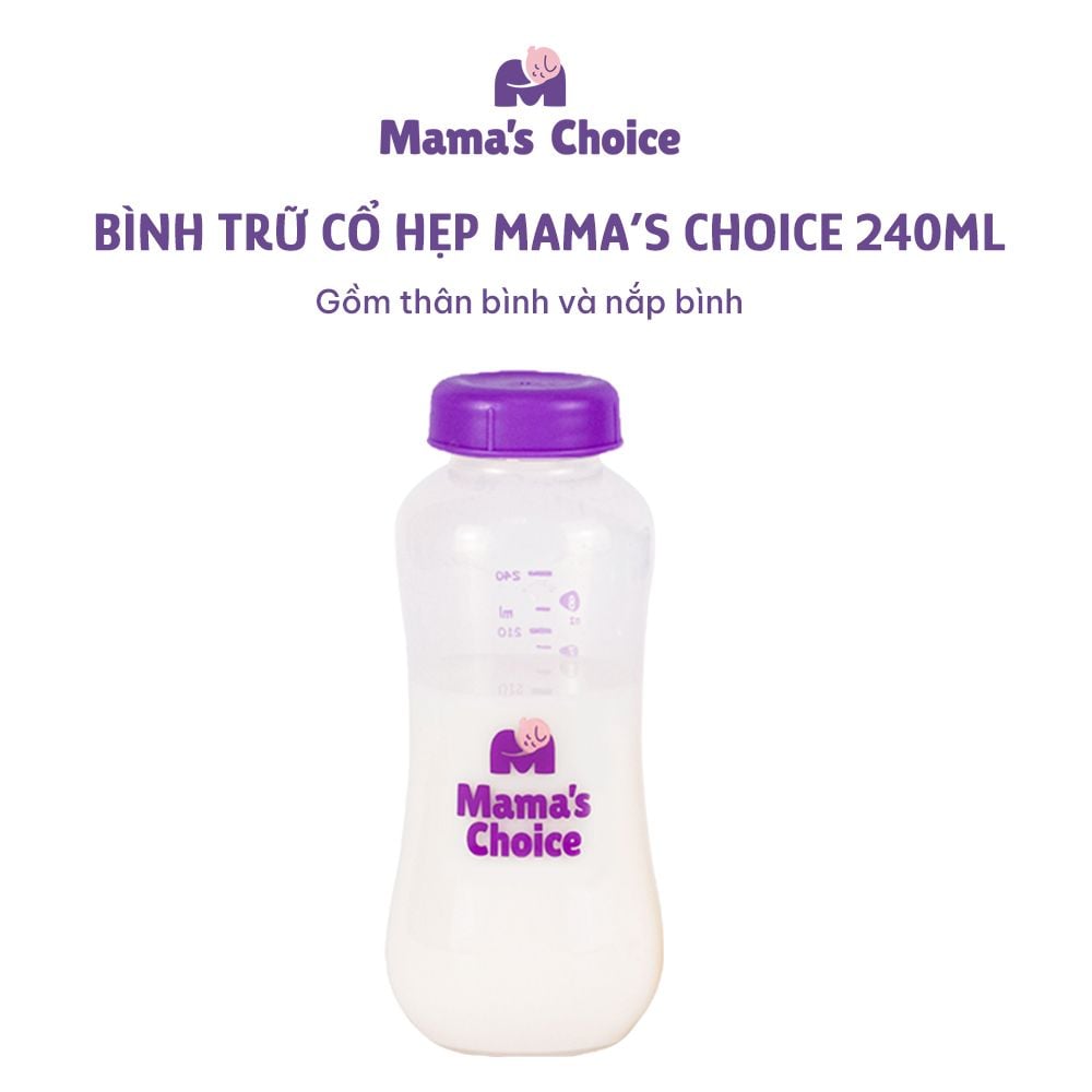 Bình Trữ Sữa Cổ Hẹp Mama's Choice 150ml–240ml, Bình Đựng Sữa Tương Thích Máy Hút Sữa Medela, Unimom, Real Bubee, Ameda