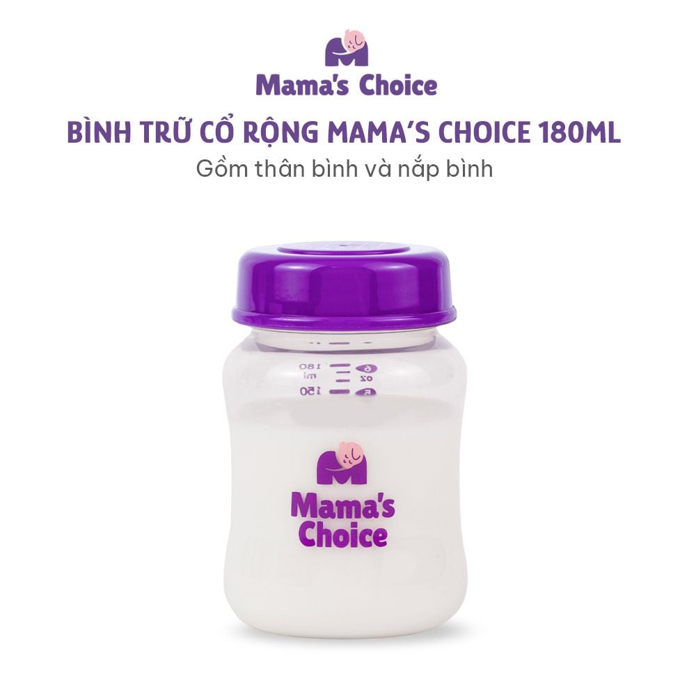 Bình Trữ Sữa Cổ Rộng Mama's Choice 180ml–240ml, Tương Thích Máy Hút Sữa Spectra, Avent, Fatz, Rozabi, Cimilre, BioHealth