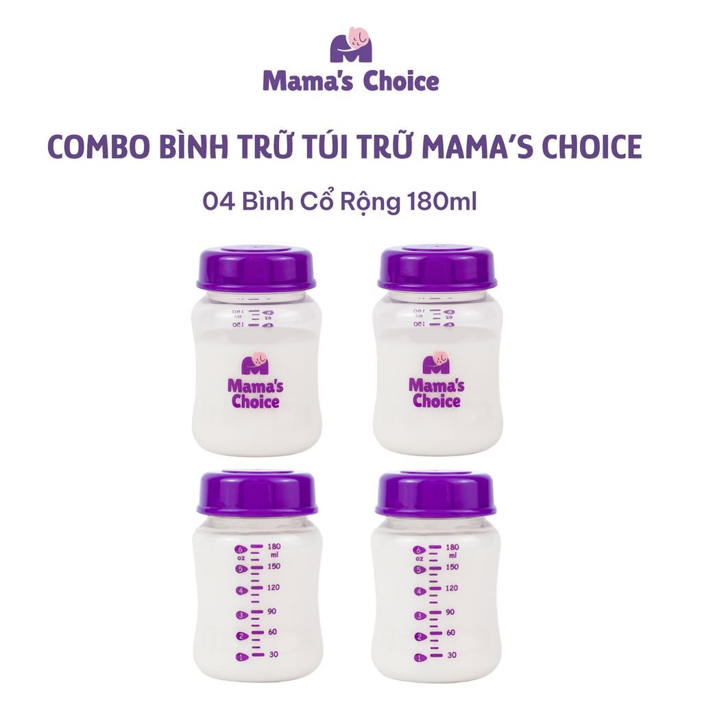 Combo Bình Trữ Sữa và Túi Trữ Sữa Mama’s Choice, Bảo Quản và Đựng Sữa Mẹ, Kiểm Định An Toàn Quốc Tế Bureau Veritas