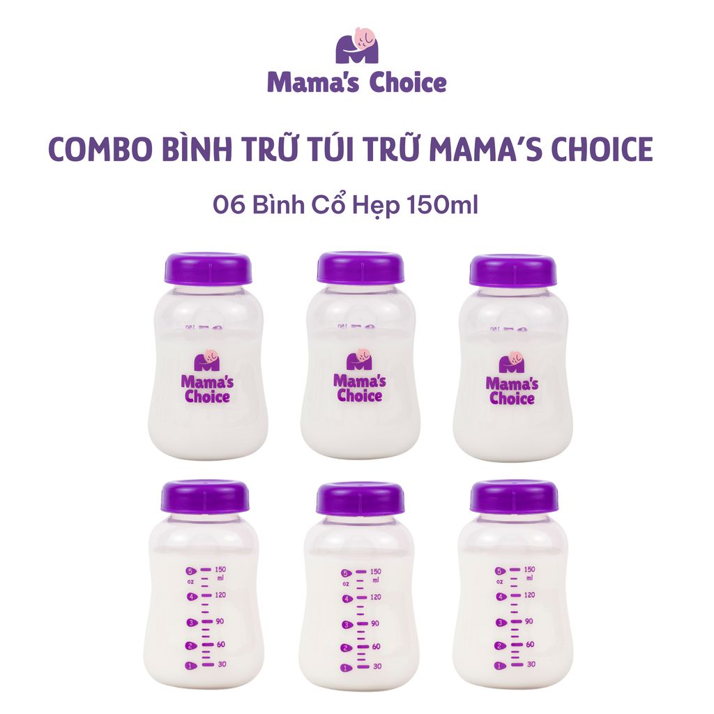 Combo Bình Trữ Sữa và Túi Trữ Sữa Mama’s Choice, Bảo Quản và Đựng Sữa Mẹ, Kiểm Định An Toàn Quốc Tế Bureau Veritas