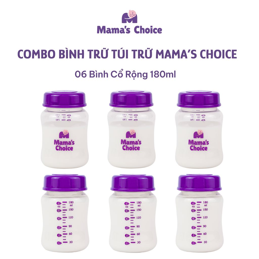Combo Bình Trữ Sữa và Túi Trữ Sữa Mama’s Choice, Bảo Quản và Đựng Sữa Mẹ, Kiểm Định An Toàn Quốc Tế Bureau Veritas