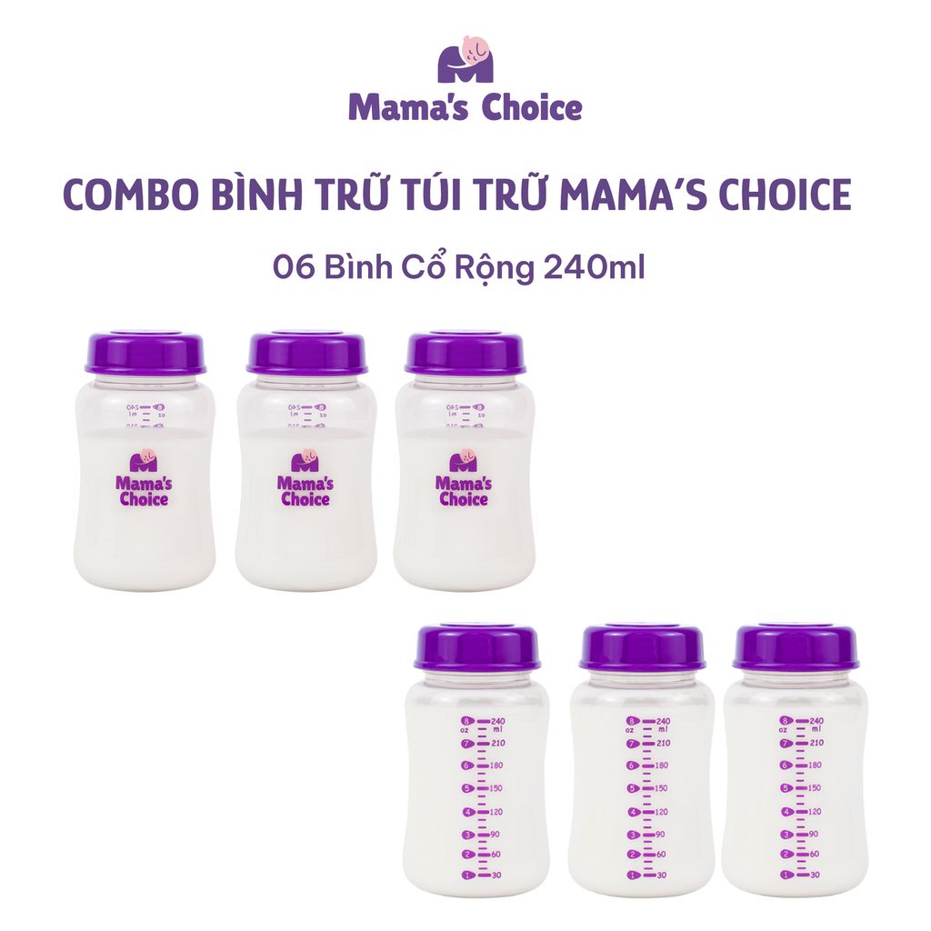 Combo Bình Trữ Sữa và Túi Trữ Sữa Mama’s Choice, Bảo Quản và Đựng Sữa Mẹ, Kiểm Định An Toàn Quốc Tế Bureau Veritas