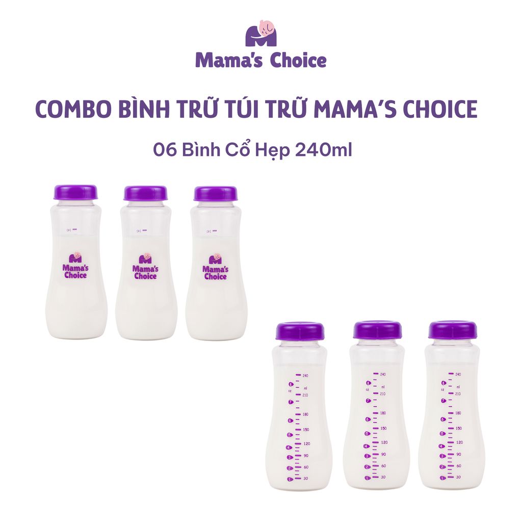 Combo Bình Trữ Sữa và Túi Trữ Sữa Mama’s Choice, Bảo Quản và Đựng Sữa Mẹ, Kiểm Định An Toàn Quốc Tế Bureau Veritas