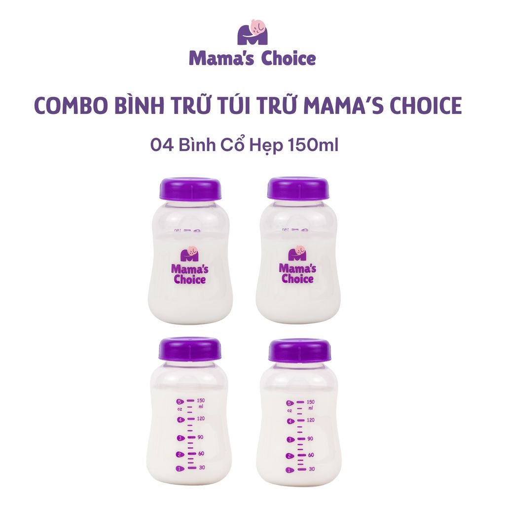 Combo Bình Trữ Sữa và Túi Trữ Sữa Mama’s Choice, Bảo Quản và Đựng Sữa Mẹ, Kiểm Định An Toàn Quốc Tế Bureau Veritas