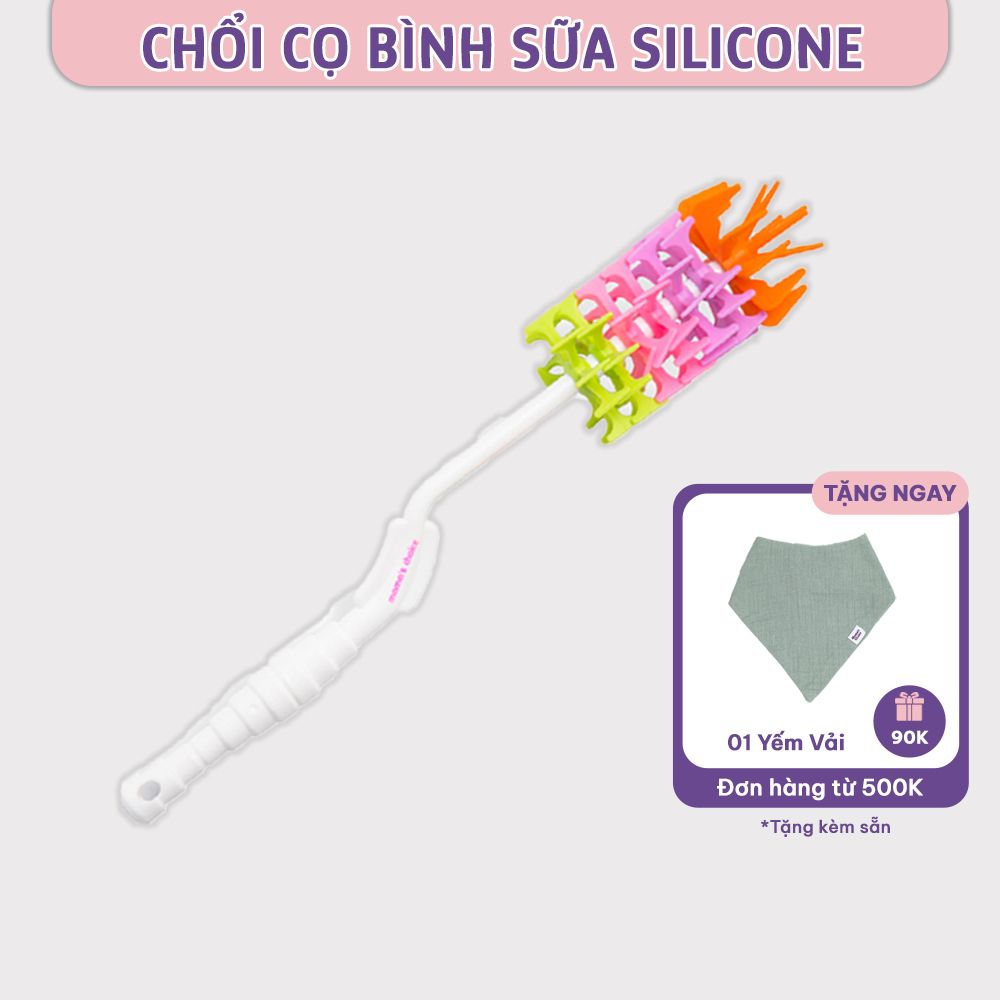 Cọ Rửa Bình Sữa Mama’s Choice, Tay Cầm Xoay 360 Độ, Chất Liệu Silicone Cao Cấp, Dùng Cho Mọi Loại Bình