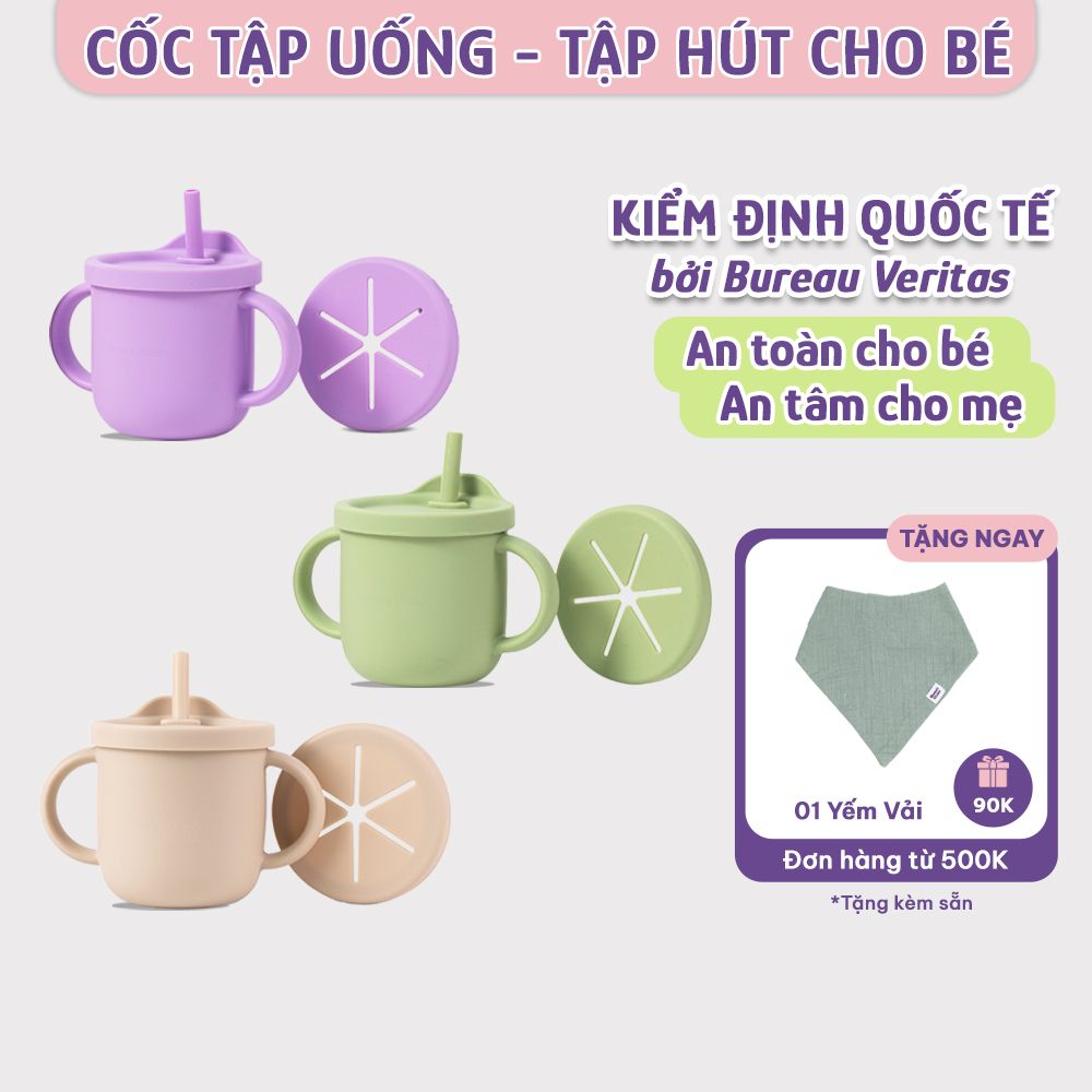 Cốc Tập Uống Silicone Mama's Choice, Thiết Kế Thông Minh Với Ống Hút và Tay Cầm Chắc Chắn