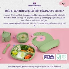 Bộ Ăn Dặm Cho Bé Thương Hiệu Mama's Choice, Combo Bát-Khay-Yếm-Thìa-Cốc Silicone Cao Cấp