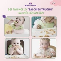 Bộ Ăn Dặm Cho Bé Thương Hiệu Mama's Choice, Combo Bát-Khay-Yếm-Thìa-Cốc Silicone Cao Cấp