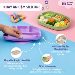 Bộ Ăn Dặm Cho Bé Thương Hiệu Mama's Choice, Combo Bát-Khay-Yếm-Thìa-Cốc Silicone Cao Cấp