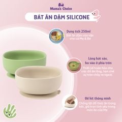 Bộ Ăn Dặm Cho Bé Thương Hiệu Mama's Choice, Combo Bát-Khay-Yếm-Thìa-Cốc Silicone Cao Cấp