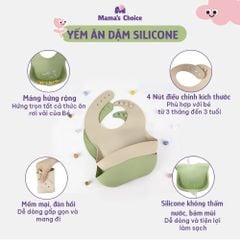 Bộ Ăn Dặm Cho Bé Thương Hiệu Mama's Choice, Combo Bát-Khay-Yếm-Thìa-Cốc Silicone Cao Cấp