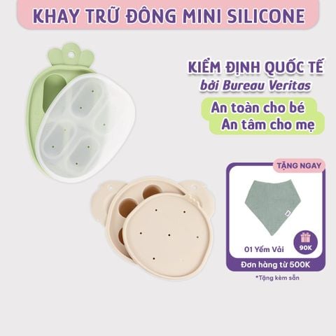 Khay Trữ Đông Mini Mama's Choice, Bảo Quản Đồ Ăn Dặm Thức Ăn Cho Bé, Nắp Đậy Chắc Chắn, Chất Liệu Silicone Bạch Kim