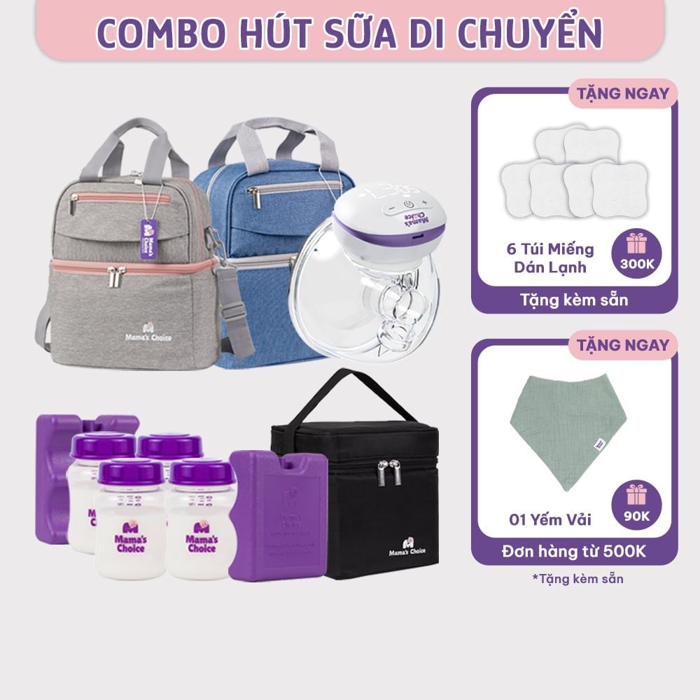 Hút Sữa Di Chuyển Mama’s Choice, Combo Thiết Kế Nhỏ Gọn, Hút Sữa Mọi Lúc Mọi Nơi, Bảo Quản Sữa Mẹ Lên Đến 14 Tiếng