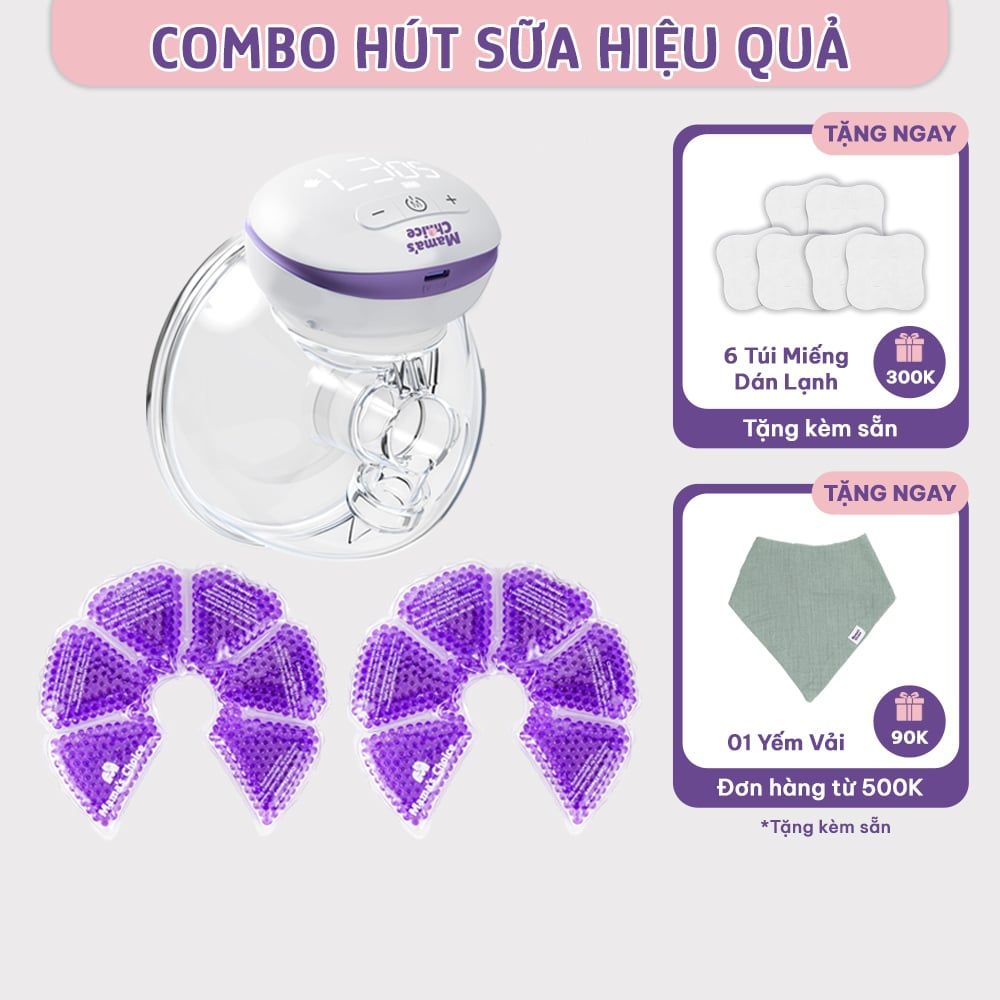 Combo Hút Sữa Hiệu Quả, Máy Hút Sữa Không Dây và Túi Chườm Thông Tắc Tia Mama's Choice, Hút Sữa Năng Suất Mẹ Nhàn Tênh