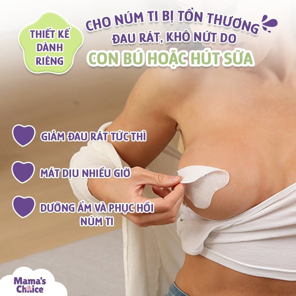 Miếng Dán Lạnh HydroGel Mama's Choice, Làm Dịu và Chữa Lành Núm Ti Mẹ Khi Cho Con Bú Hút Sữa