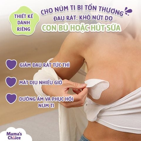 Miếng Dán Lạnh HydroGel Mama's Choice, Làm Dịu và Chữa Lành Núm Ti Mẹ Khi Cho Con Bú Hút Sữa